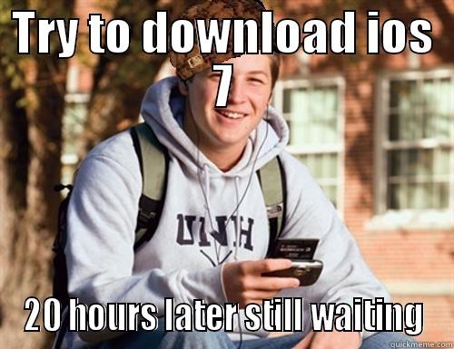 TRY TO DOWNLOAD IOS 7 20 HOURS LATER STILL WAITING College Freshman