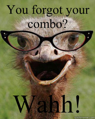 You forgot your combo? Wahh! - You forgot your combo? Wahh!  Judgmental Bookseller Ostrich