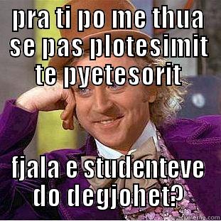 PRA TI PO ME THUA SE PAS PLOTESIMIT TE PYETESORIT FJALA E STUDENTEVE DO DEGJOHET? Condescending Wonka