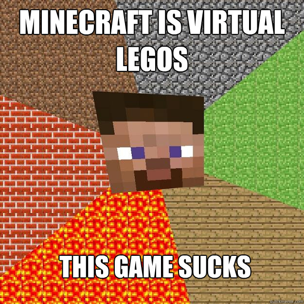 Minecraft is virtual legos This game sucks  Minecraft