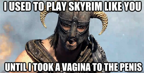 I used to play skyrim like you until i took a vagina to the penis  skyrim