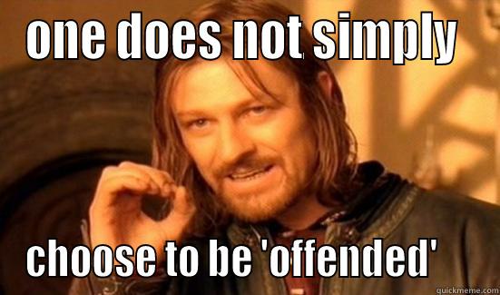 ONE DOES NOT SIMPLY  CHOOSE TO BE 'OFFENDED'     Boromir