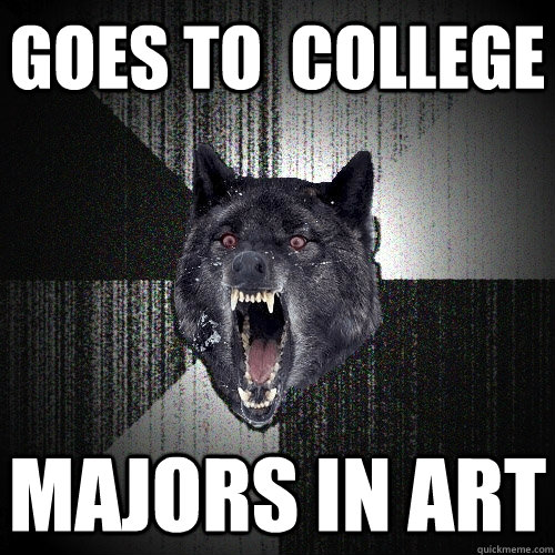 Goes to  college majors in art  Insanity Wolf