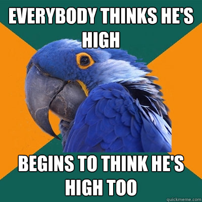 everybody thinks he's high begins to think he's high too - everybody thinks he's high begins to think he's high too  Paranoid Parrot