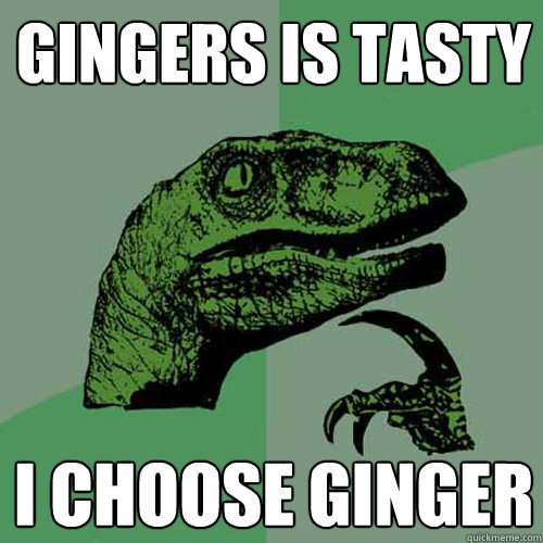 Gingers Is Tasty I Choose Ginger Philosoraptor Quickmeme