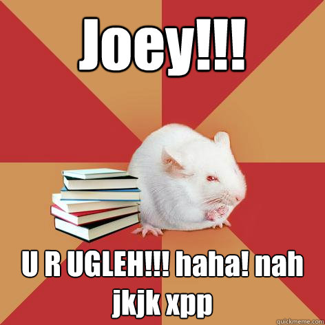 Joey!!! U R UGLEH!!! haha! nah jkjk xpp  Science Major Mouse