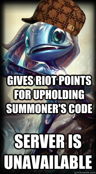 Gives riot points for Upholding Summoner's Code  server is unavailable   