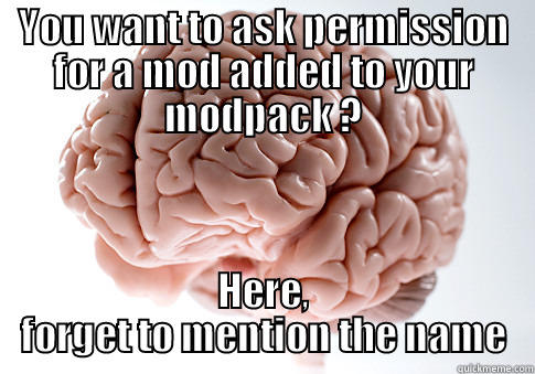 YOU WANT TO ASK PERMISSION FOR A MOD ADDED TO YOUR MODPACK ? HERE, FORGET TO MENTION THE NAME Scumbag Brain