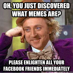 oh, you just discovered what memes are? please enlighten all your facebook friends immediately - oh, you just discovered what memes are? please enlighten all your facebook friends immediately  Condescending Wonka