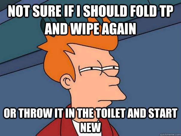 Not sure if I should fold tp and wipe again Or throw it in the toilet and start new  Futurama Fry