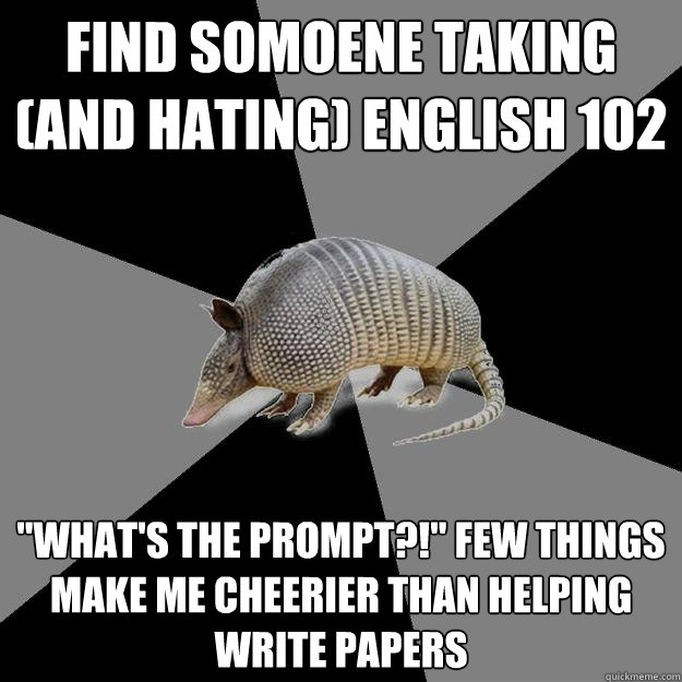 Find somoene taking (and hating) English 102 