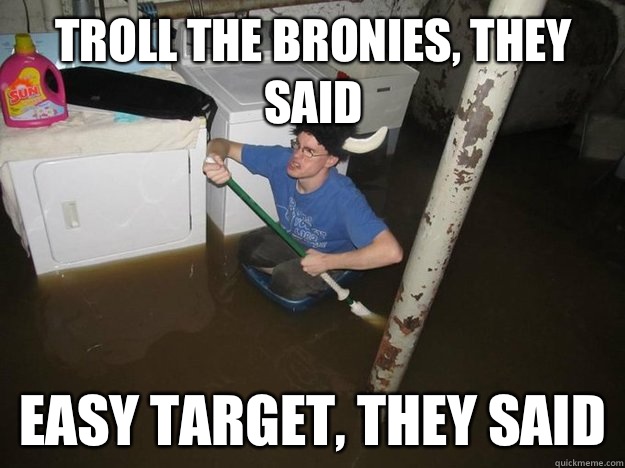 Troll the bronies, they said Easy target, they said - Troll the bronies, they said Easy target, they said  Do the laundry they said