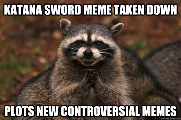 Katana Sword Meme taken down plots new controversial memes  Evil Plotting Raccoon