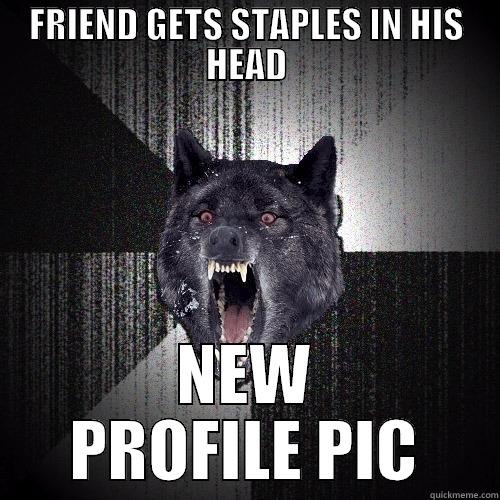 FRIEND GETS STAPLES IN HIS HEAD NEW PROFILE PIC Insanity Wolf