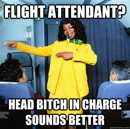 flight attendant? head bitch in charge sounds better  