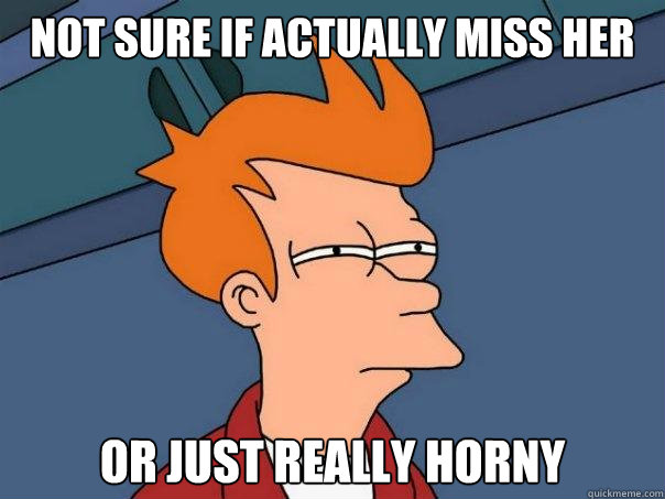 not sure if actually miss her or just really horny - not sure if actually miss her or just really horny  Futurama Fry