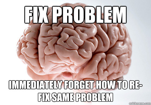 Fix Problem Immediately forget how to re-fix same problem  Scumbag Brain