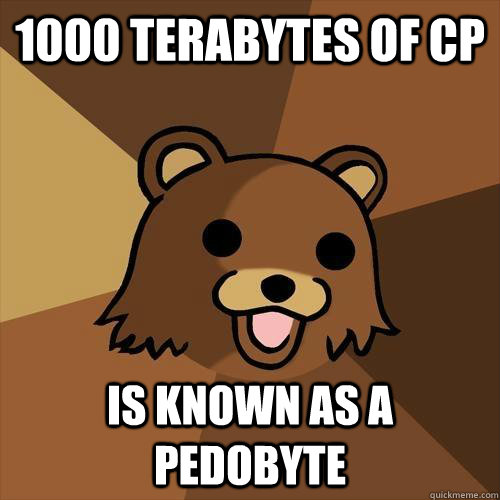 1000 terabytes of cp is known as a pedobyte  Pedobear