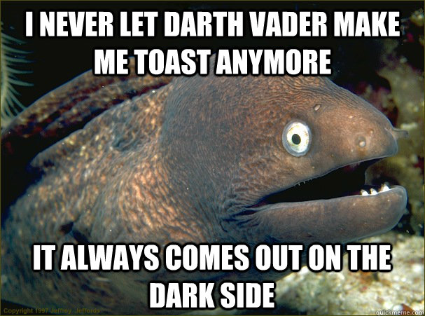 I never let darth vader make me toast anymore it always comes out on the dark side  Bad Joke Eel