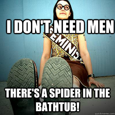 I don't need men There's a spider in the bathtub!  Typical Feminist