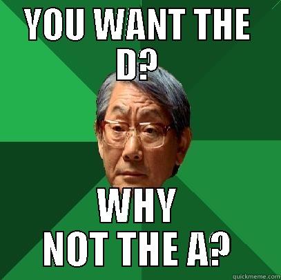 YOU WANT THE D? WHY NOT THE A? High Expectations Asian Father