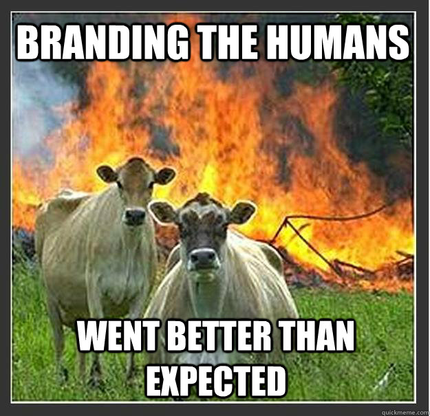 Branding the humans Went better than expected  Evil cows