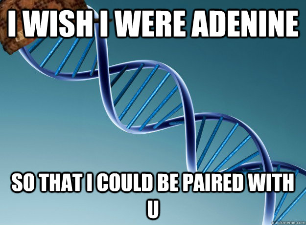 I wish I were adenine so that i could be paired with u  Scumbag Genetics