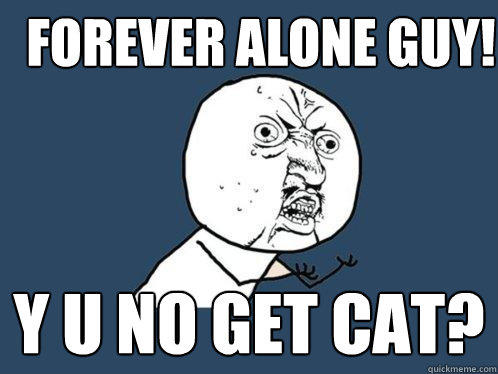 Forever Alone Guy! Y U NO get cat?  