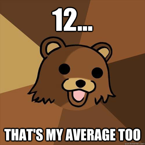 12... That's my average too  Pedobear