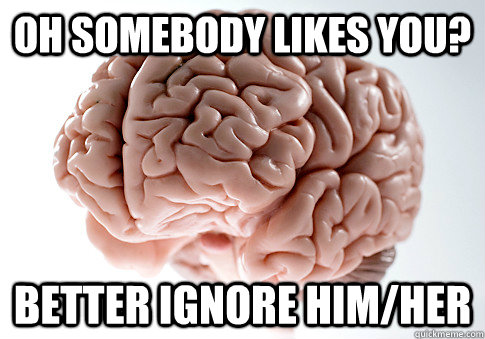 oh somebody likes you? better ignore him/her  Scumbag Brain