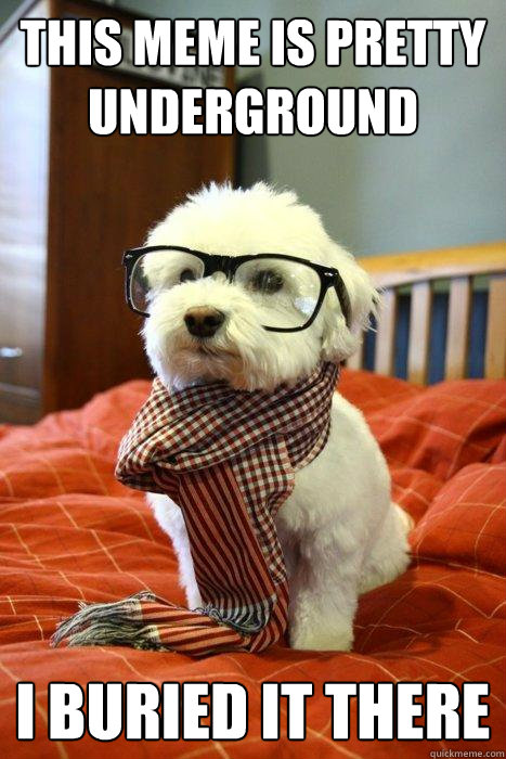 This meme is pretty underground I buried it there  Hipster Dog