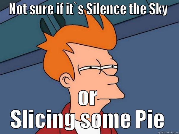 NOT SURE IF IT`S SILENCE THE SKY OR SLICING SOME PIE Futurama Fry