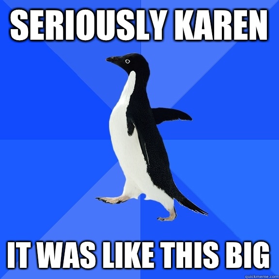 Seriously Karen  It was like this big - Seriously Karen  It was like this big  Socially Awkward Penguin