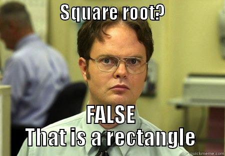 Square Root? -                  SQUARE ROOT?                           FALSE THAT IS A RECTANGLE Schrute