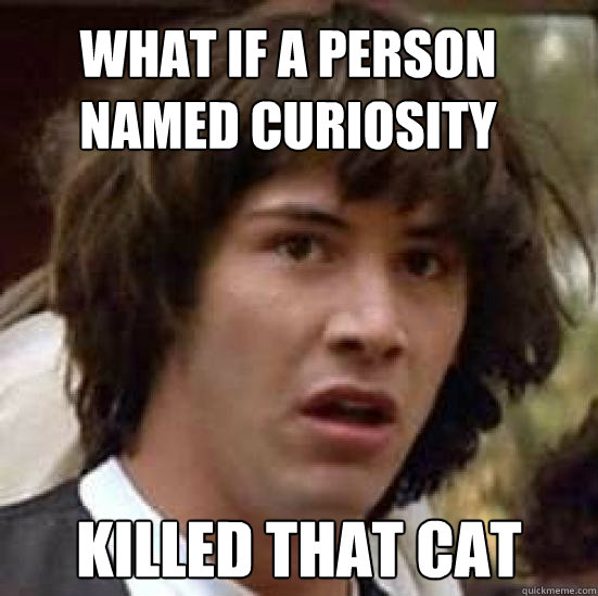 what if a person named curiosity killed that cat  conspiracy keanu