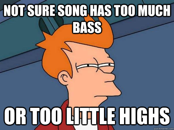 Not sure song has too much bass Or too little highs - Not sure song has too much bass Or too little highs  Futurama Fry