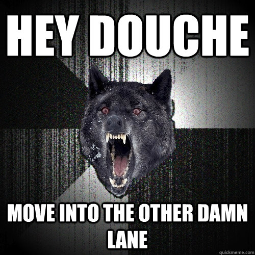 hey douche MOVE INTO THE OTHER DAMN LANE  Insanity Wolf