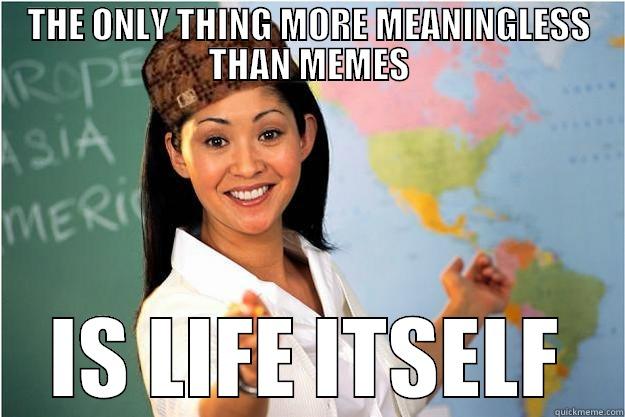 THE ONLY THING MORE MEANINGLESS THAN MEMES IS LIFE ITSELF Scumbag Teacher