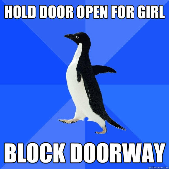 Hold Door open for girl block doorway  