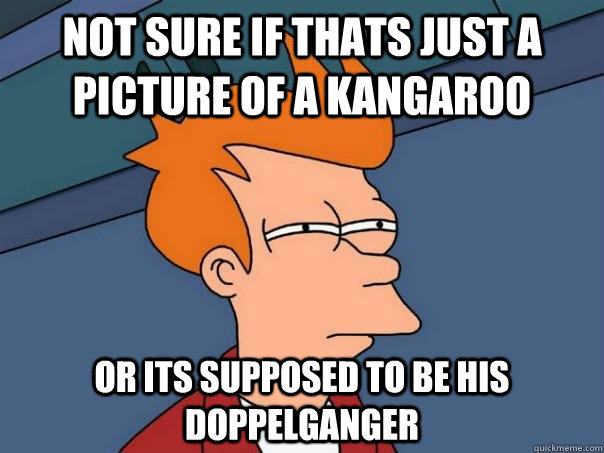 Not sure if thats just a picture of a kangaroo Or its supposed to be his doppelganger - Not sure if thats just a picture of a kangaroo Or its supposed to be his doppelganger  Futurama Fry