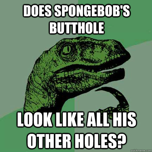 Does spongebob's butthole Look like all his other holes? - Does spongebob's butthole Look like all his other holes?  Philosoraptor