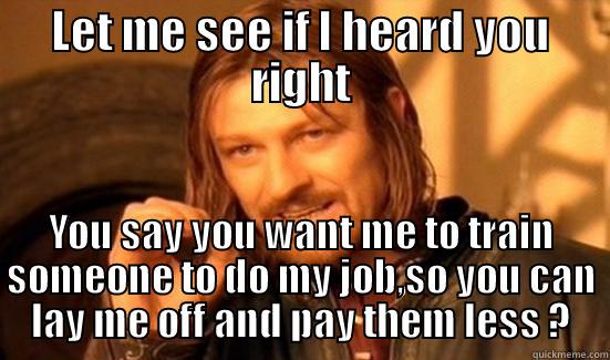 WHAT ???? - LET ME SEE IF I HEARD YOU RIGHT YOU SAY YOU WANT ME TO TRAIN SOMEONE TO DO MY JOB,SO YOU CAN LAY ME OFF AND PAY THEM LESS ? Boromir