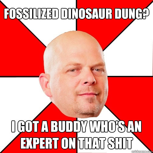 fossilized dinosaur dung? i got a buddy who’s an expert on that shit  Pawn Star