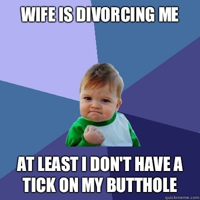 Wife is divorcing me At least I don't have a tick on my butthole  Success Kid