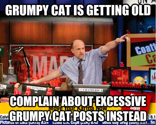 Grumpy Cat is getting old Complain about excessive grumpy cat posts instead - Grumpy Cat is getting old Complain about excessive grumpy cat posts instead  Mad Karma with Jim Cramer