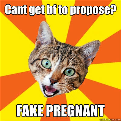 Cant get bf to propose? FAKE PREGNANT  Bad Advice Cat