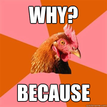 why? Because - why? Because  Anti-Joke Chicken