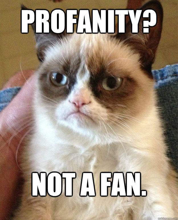 Profanity? Not a fan.  Grumpy Cat