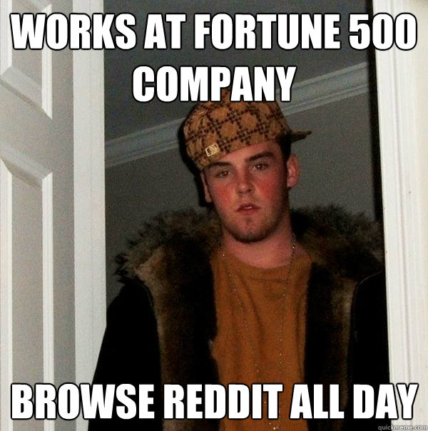 Works at fortune 500 company Browse reddit all day - Works at fortune 500 company Browse reddit all day  Scumbag Steve