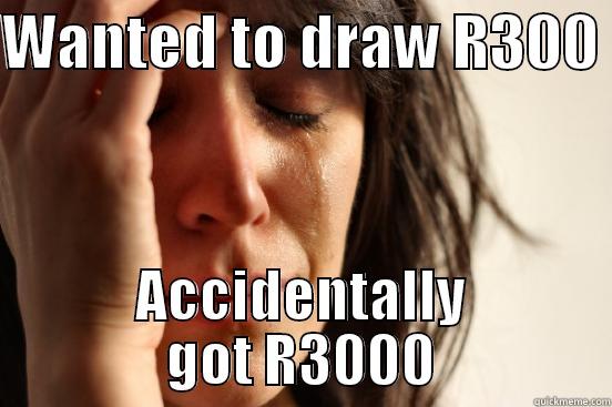 WANTED TO DRAW R300  ACCIDENTALLY GOT R3000 First World Problems